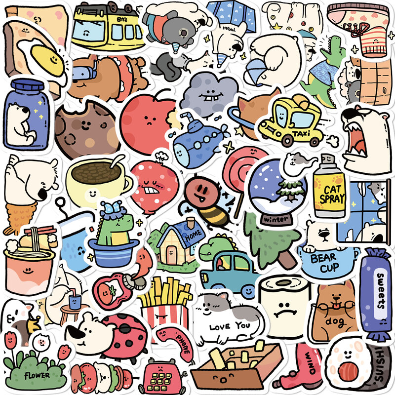 Pegatinas de dibujos animados de animales para decoración de pared, calcomanías de PVC de 10/50/100 piezas, para Hotel, cuaderno, equipaje