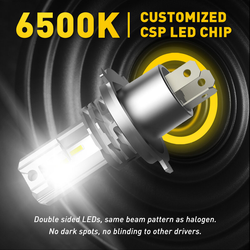 AUXITO 1/2X H4 9003 Lampu Depan LED หลอดไฟ CSP Fanless Canbus สูงและลำแสงต่ำสำหรับ Audi Honda H4 LED ไฟหน้าสำหรับรถจักรยานยนต์รถยนต์