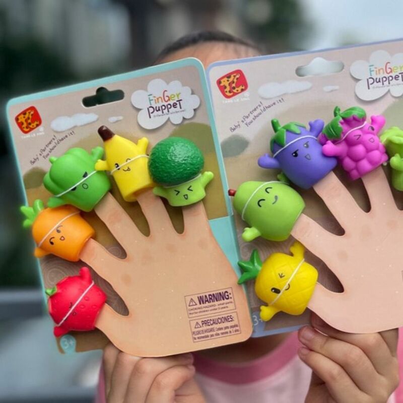 Mainan edukasi hewan Mini, 5 buah mainan pendidikan boneka tangan hewan Mini, pembelajaran warna-warni, Set mainan boneka jari, mainan sensorik kelinci anak-anak