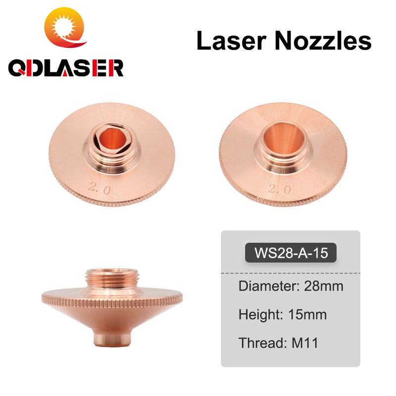 Qdالليزر WSX الليزر فوهات واحدة/مزدوجة طبقات Dia.28mm H15 عيار 0.8-4.0 مللي متر M11 ل WSX الألياف الليزر قطع رئيس 10 قطعة/الوحدة