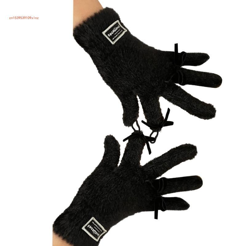 Guantes gruesos aislantes con dedos completos, guantes cálidos invierno, peludos para clima frío