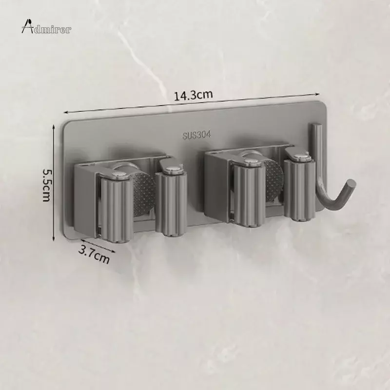 304 Stainless Steel Mop Clip Clamp, Wall Mounted Mop Organizer, Clipes auto-adesivos, Broom Hanger, Holder, Rack Hooks, Banheiro