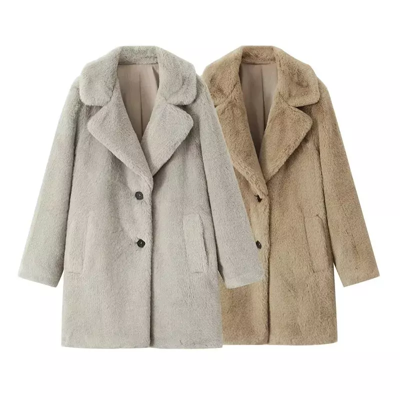 Blazer formal de lã de cordeiro feminino, terno feminino elegante, casaco de botão único, desgaste quente do trabalho de inverno, jaqueta senhora do escritório