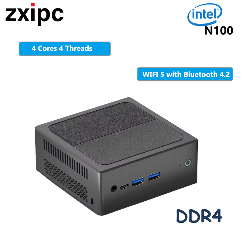 ZXIPC Intel Mini Computador Desktop, Intel N100, DDR4, 16G, 512G, PC de bolso, 8GB, 256GB, Windows 11, WiFi 5, DDR4, NVme SSD, Gamer