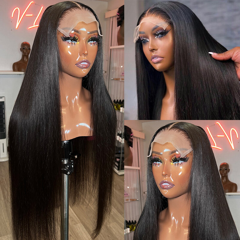 Бесклеевые HD прозрачные бразильские волосы Remy, парики для женщин, 32 дюйма, 13x4 13x6, прямые волосы из человеческих волос