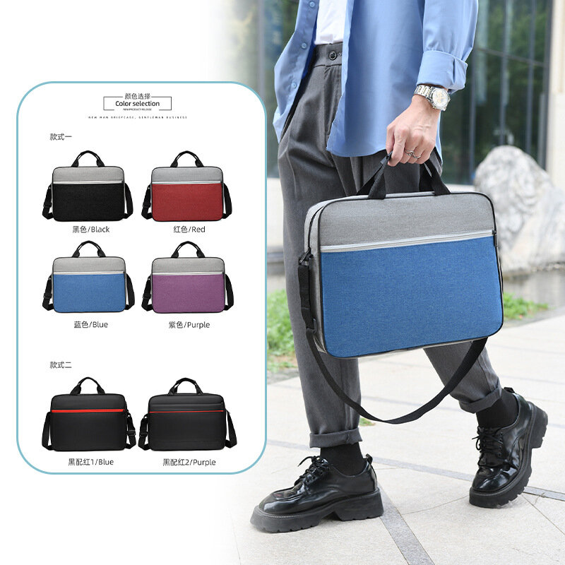 1pcs Simple Solid Color Laptop Bag Computer Bag Business Tablet Lining shoulder Bag Handbag Crossbody Men And Women Briefcase