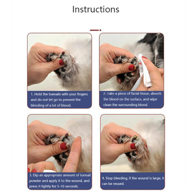 Hemostatyczny proszek do pielęgnacja paznokci na rany dla zwierząt domowych krem do paznokci psa kota szybko łamany krem hemostatyczny gojenie ran proszek do paznokci stóp