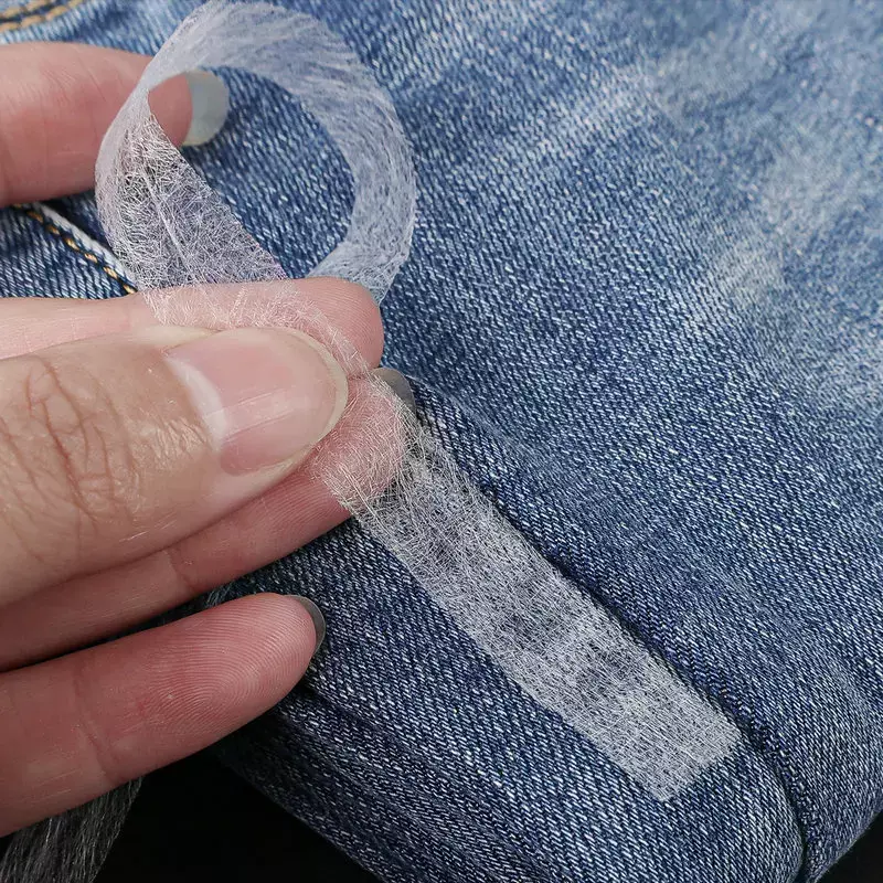 120M/gulungan dua sisi non-tenun kain perekat lapisan dalam kain perekat besi pada tepi pita pelapis Web DIY kerajinan jahit