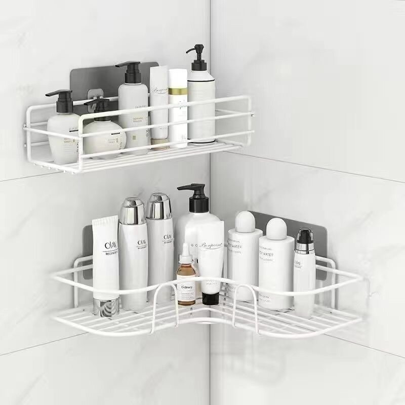 Bathroom Shelf Wall Mounted Corner Storage Shelves Shampoo Holder Iron Shower Drain Basket Bathroom Accessories Organizer