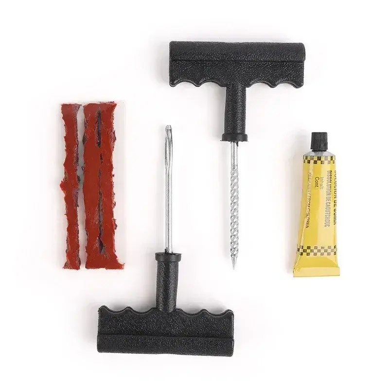 Car Tire Repair Tool Kit with Rubber Strips Tubeless Tyre Puncture Studding Plug Set Motorcycle Bike Truck Repair Accessories
