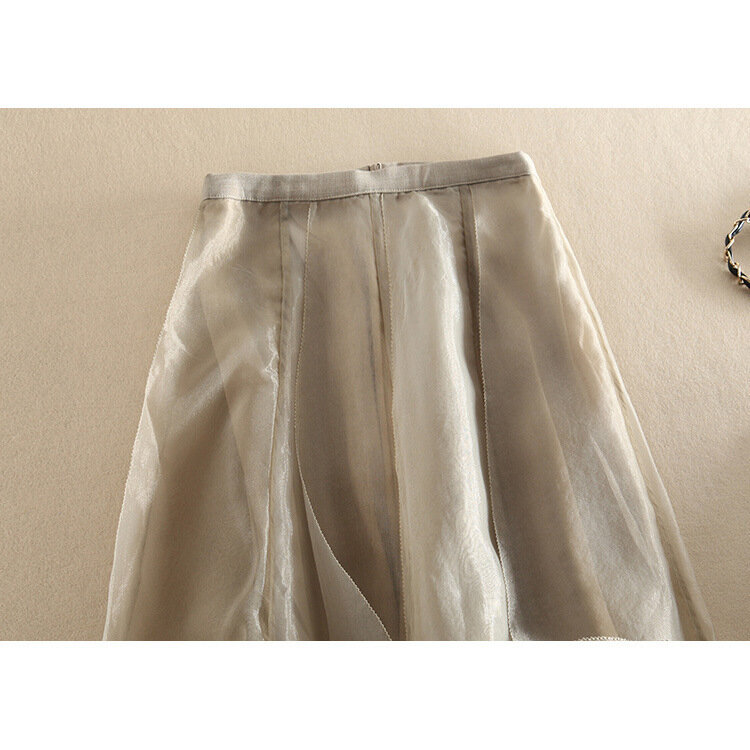 Falda de hoja de loto de cintura alta Irregular, longitud media, gasa esponjosa, nuevo estilo de verano