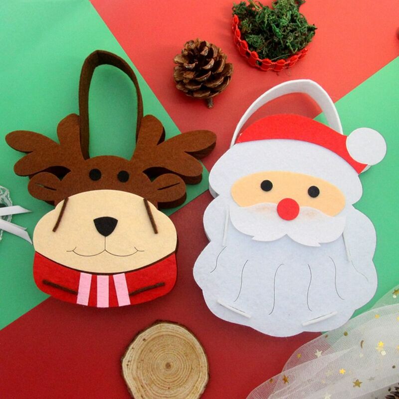 Bolsa de dulces de Navidad de tela no tejida DIY, muñeco de nieve, regalo, bolso de mano portátil, alce, casa de Navidad, padre, juguete de Navidad DIY