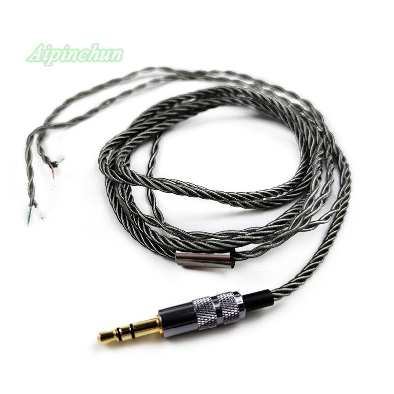 Conector de 3 polos de 3,5mm, Cable de PVC para auriculares, reparación de auriculares, Cable de repuesto plateado, Color gris