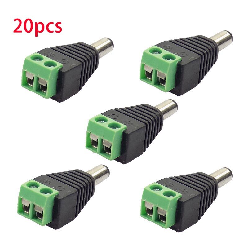 20 buah catu daya adaptor konektor Plug Male DC 5.5x2.1mm untuk Kamera Cctv Aksesori Video sistem keamanan strip led Q1