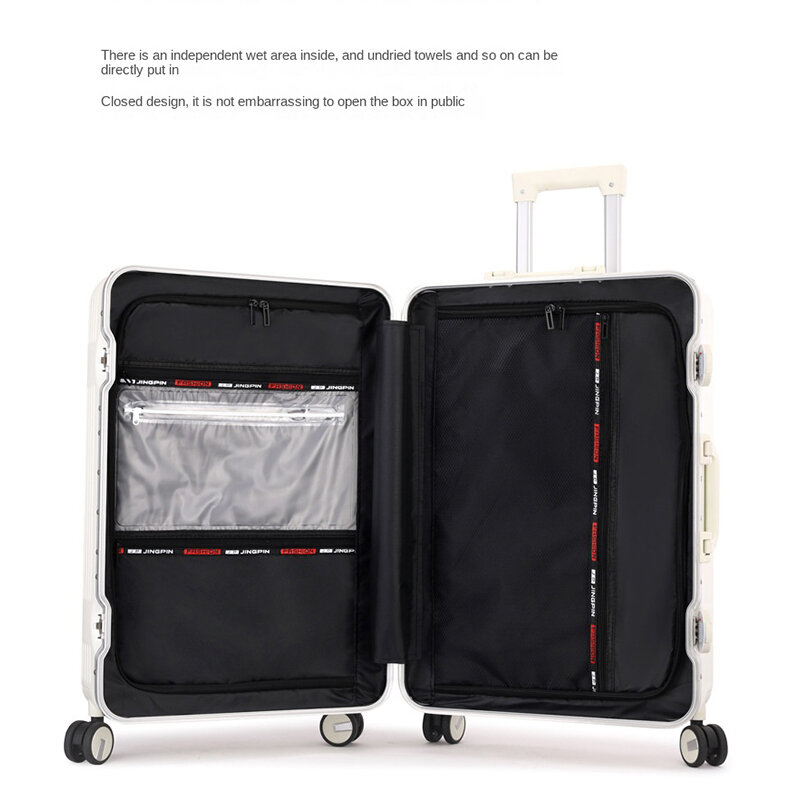 2024 nowy bagaż mężczyzn i kobiet aluminiowa rama podróżna walizka na kółkach o dużej pojemności torba podróżna na kółkach zagęszczonych walizek