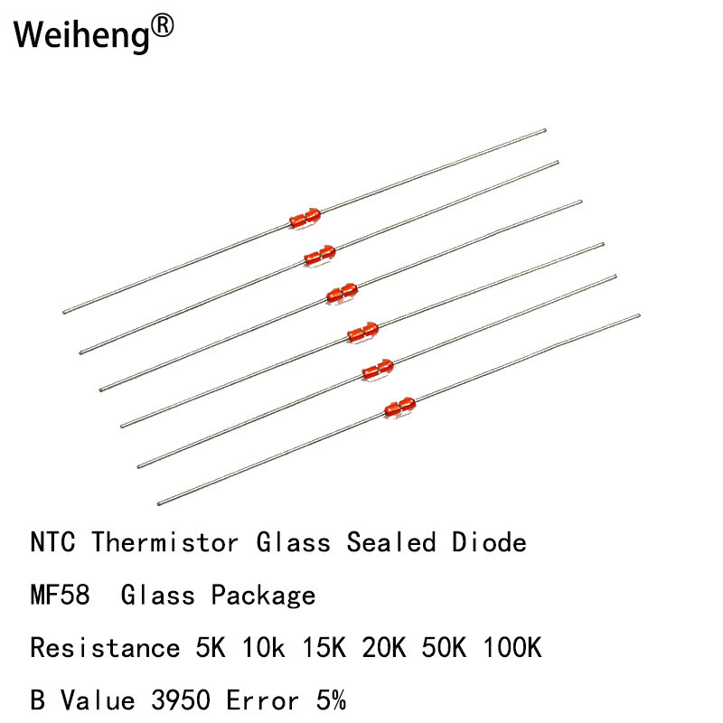 MF58 Glass Sealed Diode 50pcs Resistance 5K 10K 20K 50K 100K BValue3950 Precision5%Electric Heating Furnace With NTC Thermistor
