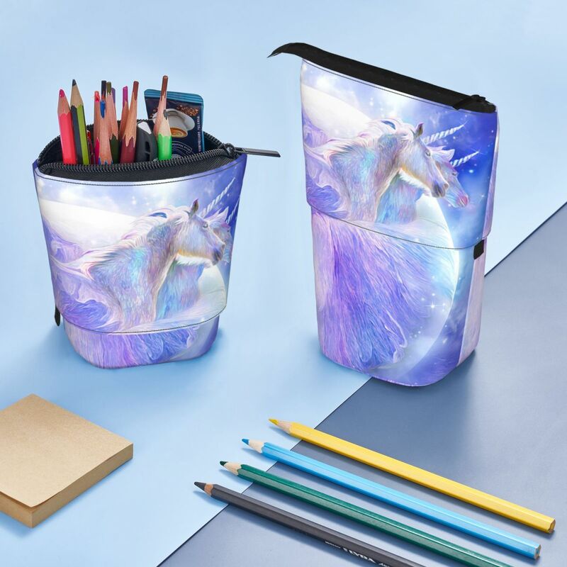 Iris-caja de bolígrafos de diosa de la fantasía para estudiantes, bolsa de papelería para niños, estuche retráctil Vertical con cremallera, escuela