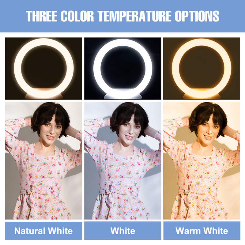 Éclairage LED Ring Light RGB avec trépied, lampe de maquillage, éclairage à intensité variable, pour Selfie, photographie professionnelle, pour diffusion en direct