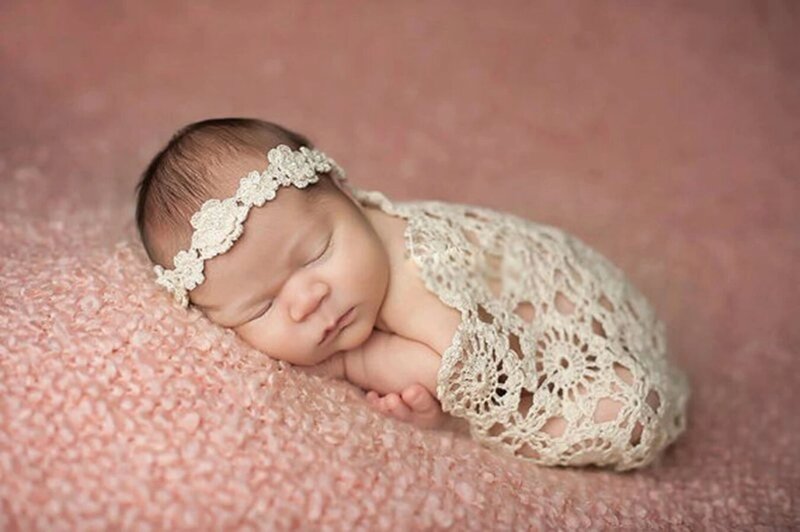 Gehaakte Baby Dekens Pasgeboren Fotografie Rekwisieten, Rozet Wrap Baby Patroon Gebreide, # P0240