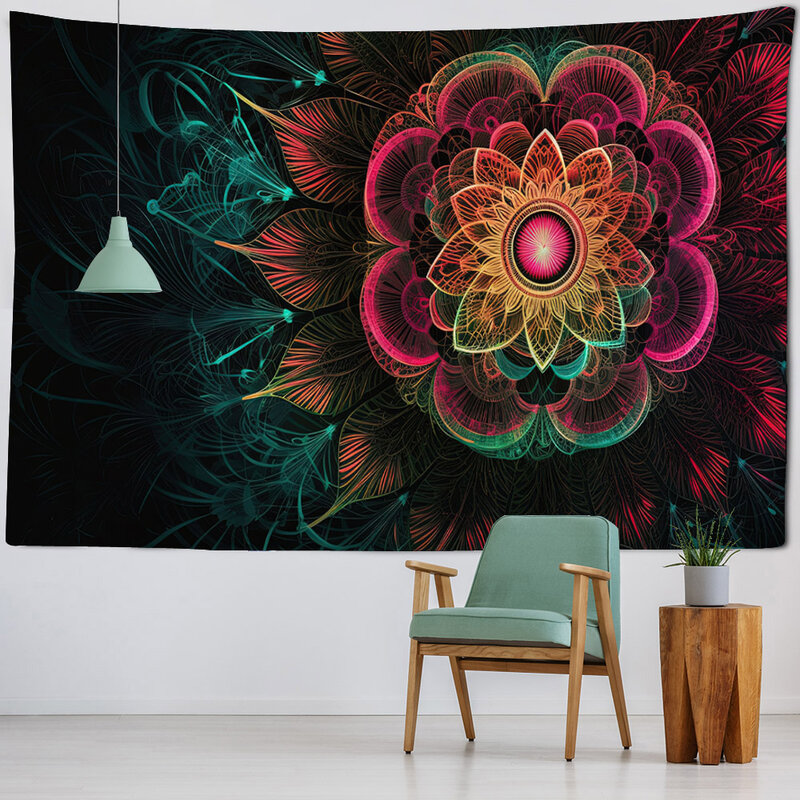Psychedelic eye art tapestry, colorful geometric wall hanging hippie bedroom decoration tapestry aesthetics home wall decoration