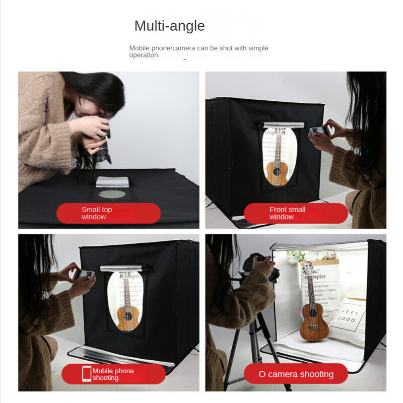 Studio fotograficzne lekkie pudełko fotograficzne, składany Mini LED Studio Softbox, profesjonalny zestaw do zdjęć z możliwością przyciemniania i lampkami LED