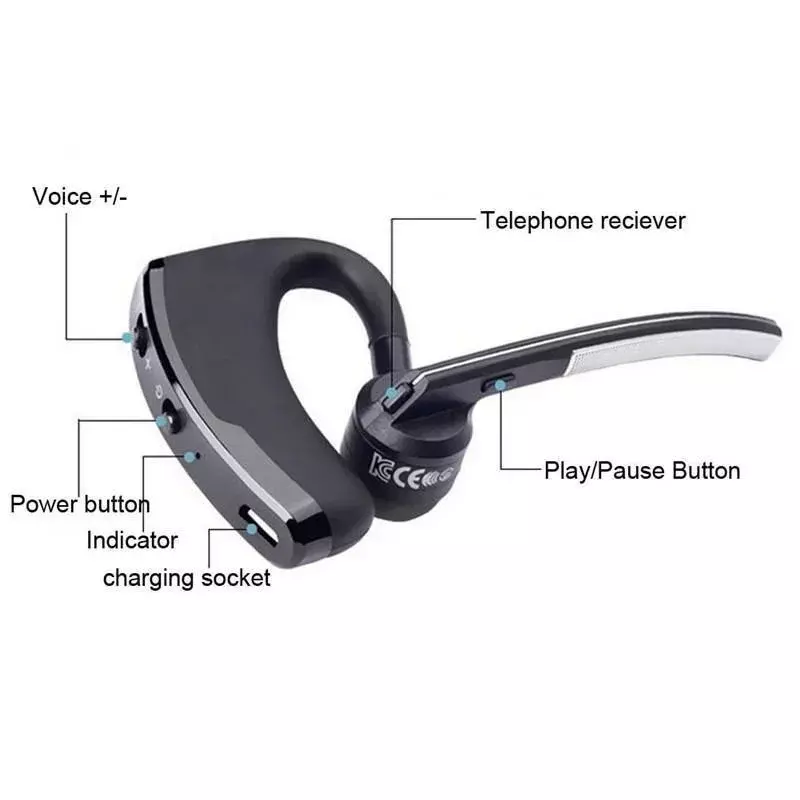 Kit de fone de ouvido sem fio Bluetooth com microfone V8 RtSpo, Fones de ouvido estéreo HD, mãos no carro, iPhone, Samsung, telefone Huawei