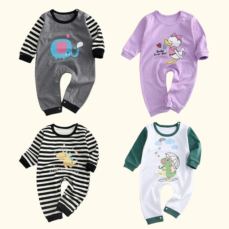 Baju monyet bayi satu potong, baju monyet bayi baru lahir, pakaian bayi katun anak laki-laki perempuan