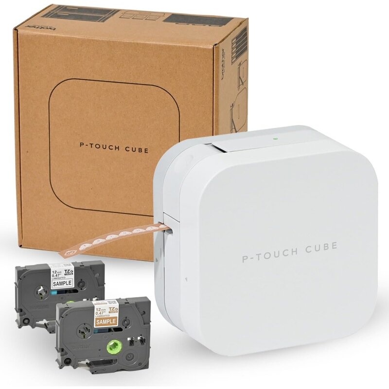 P-Touch Cube Label Maker, stampante termica e senza inchiostro per casa e ufficio, portatile leggero, Smartphone Bluetooth Wireless