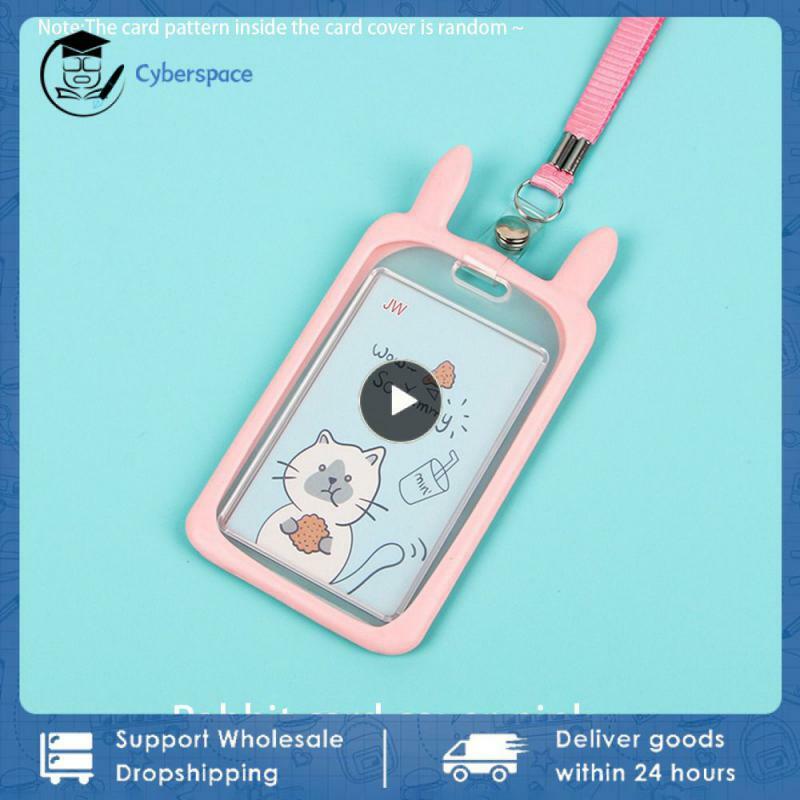 1PCS Cartoon Protective Sleeve Transparent Soft Access Card Sleeve Protective Sleeve Card Sleeve Student Supplies