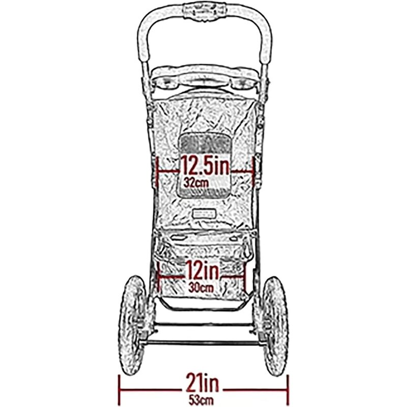 Carrinhos de entrada Zipperless para Pet, fácil dobra de uma mão, pneus jogging, forro removível, porta-copos + cesta de armazenamento, 1 modelo, 2 cores