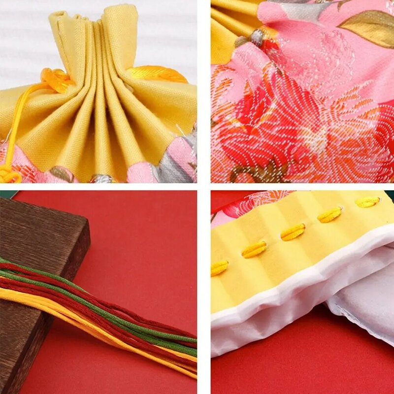 Mała torebka kwiatowy sznurek kieszeń do noszenia saszetka torba do przechowywania biżuterii Han tkanina kieszonkowa w stylu chińskim