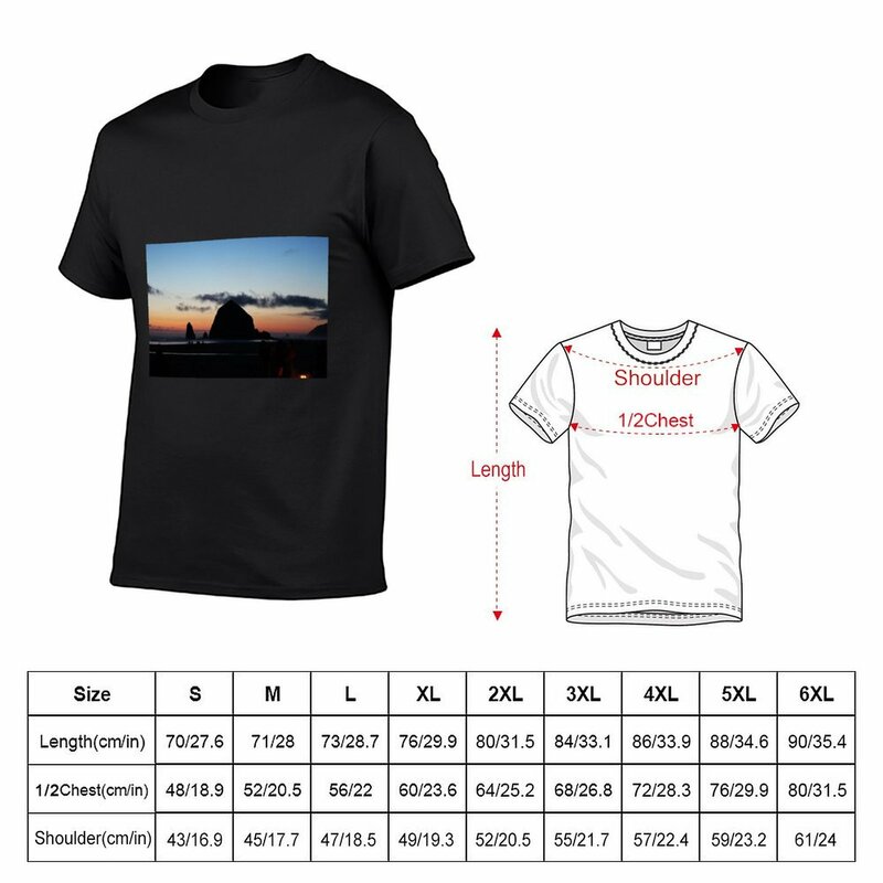Sunset at Haystack Rock at Cannon Beach, OR T-Shirt hippie clothes cute clothes Men's t-shirt