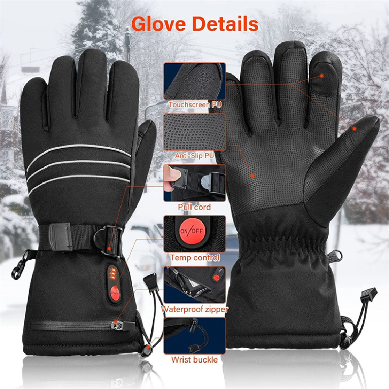 Перчатки мужские зимние с подогревом, теплые спортивные перчатки для катания на лыжах, с аккумулятором, с регулируемой температурой
