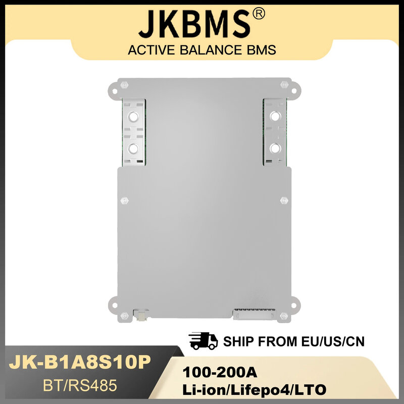 JKBMS-B1A8S10P Smart BMS, 100A 4S 5S 6S 7S 8S 12V 24V, batterie avec équilibre actif 1A, lifepo4 Eddie ion LTO BMS CANBUS HEAT