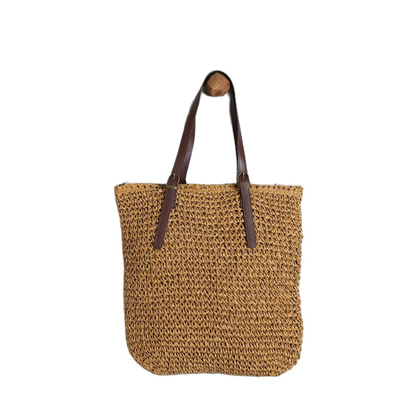 Женские сумки на плечо, летняя соломенная плетеная Сумка ручной работы, модная классическая легкая уличная сумка для покупок с ручками