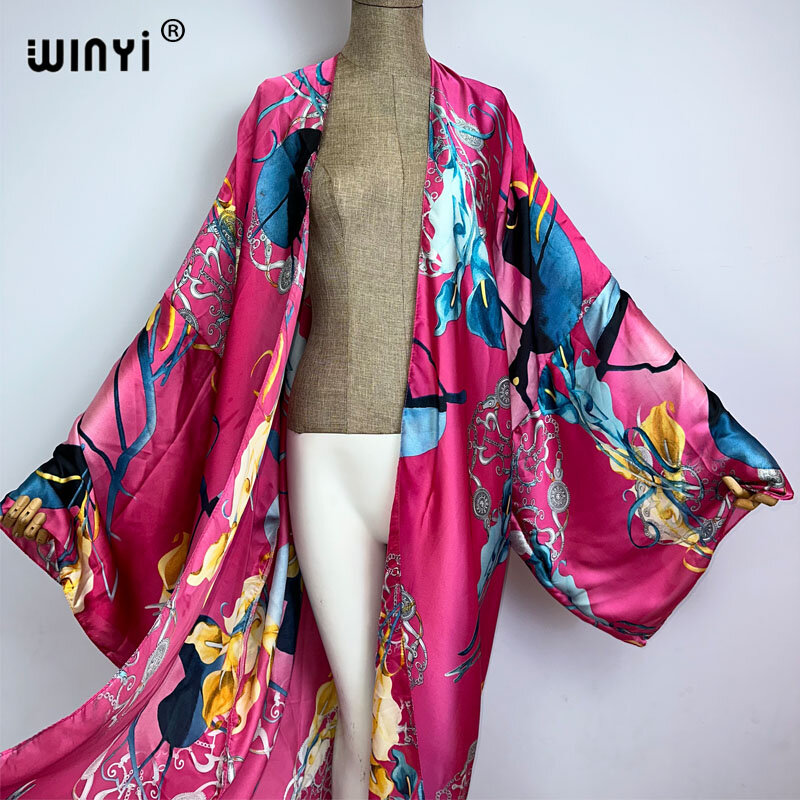 Winyi-女性のボヘミアンファッションプリントエレガントカジュアルドレス、アフリカのカーディガン、夏のアウターウェア、女性の水着、着物、セクシー