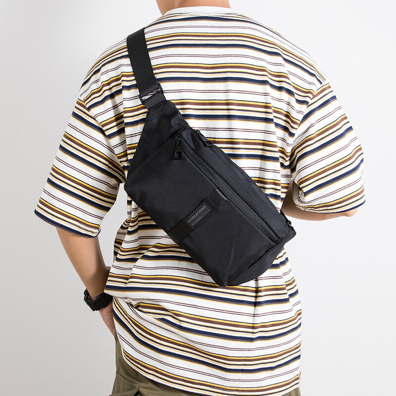 Tas selempang pria nilon kasual Jepang, tas selempang olahraga bersepeda dada tahan air INS tren untuk pria