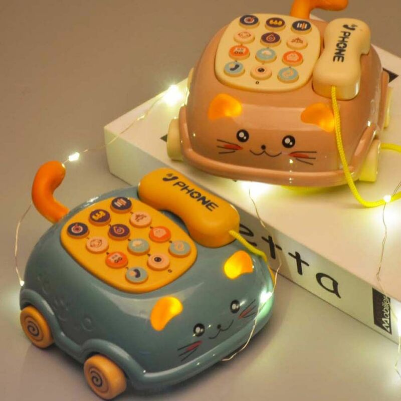 Máquina de educación temprana con luz de sonido de música, juguetes de teléfono emulados, juguete de juego de simulación, teléfono fijo