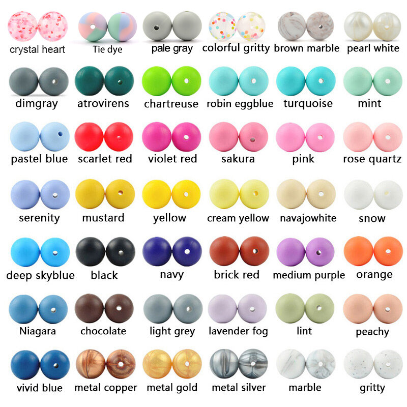 LOFCA 15mm 10pcs/lot Silicone Beads Baby Teething Beads Baby Teether Safe Food Grade Nursing Chewing Round Fashion Beads