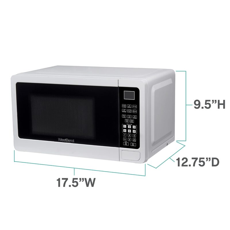 Microwave Oven 700-Watts Compact with 6 Pre-Cooking Settings, Speed Defrost, Electronic Control Panel and Glass Turntable, White