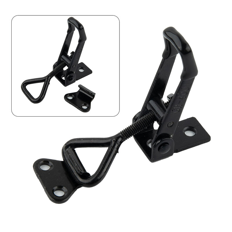 90x27mm Lockers Toggle Clamp Steel Hasp Adjustable Black Plated High Carbon Steel For Lock-free Handle-less Boxe