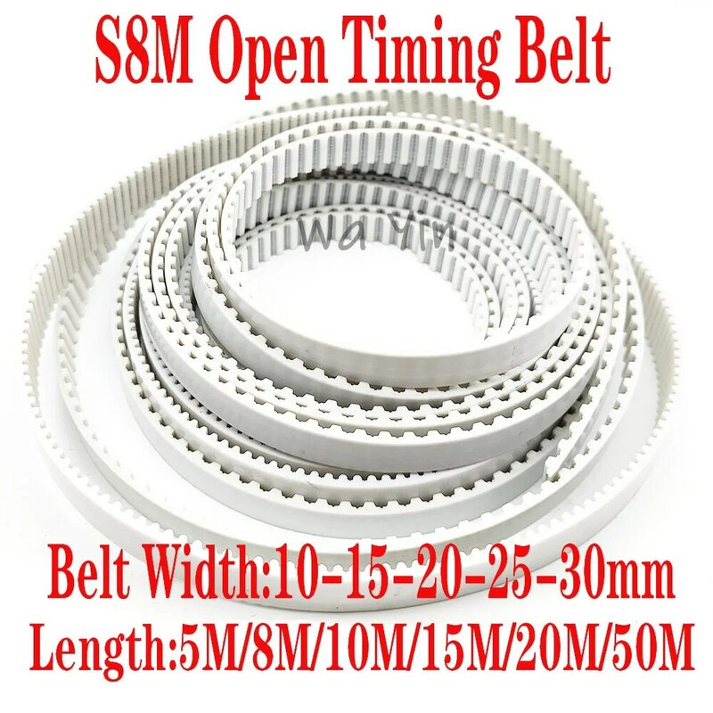 S8M Rubber Synchronous Belt PU Polyurethane Synchronous Belt Width 10-15-20-25-30mm Pitch 8mm High-quality Circular Arc Teeth
