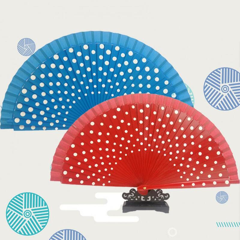 Dot Print Spainish Fan Double-sided Multicolor Dot Print Folding Fan Beautiful Dancing Fan Office Home Table Decorative Fan