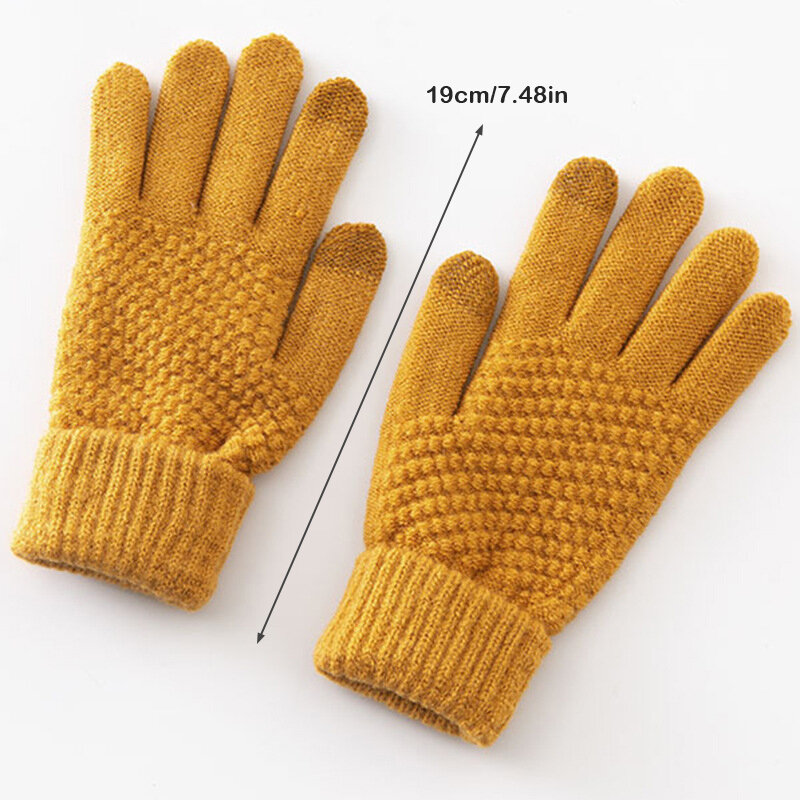 ถุงมือแบบเต็มนิ้วสำหรับผู้หญิงและผู้ชายถุงมือถักแบบอบอุ่นสำหรับฤดูหนาว