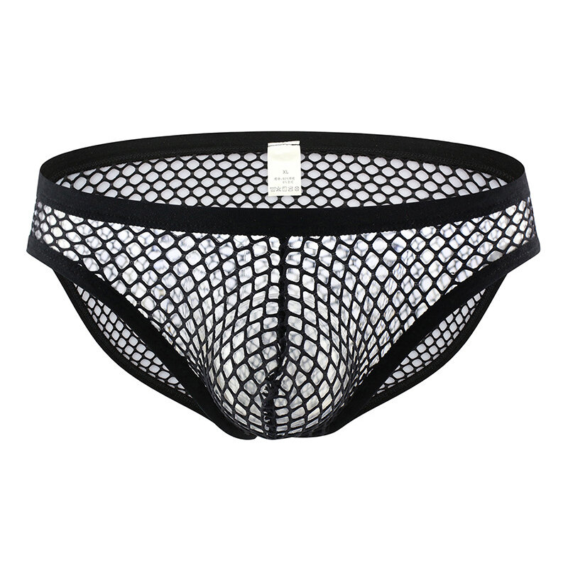 Sexy Mesh Men Underwear Jockstrap Men Briefs Breathable Fishnet Big Pouch Panties Hollow Brief Cueca hombre Male Underpants