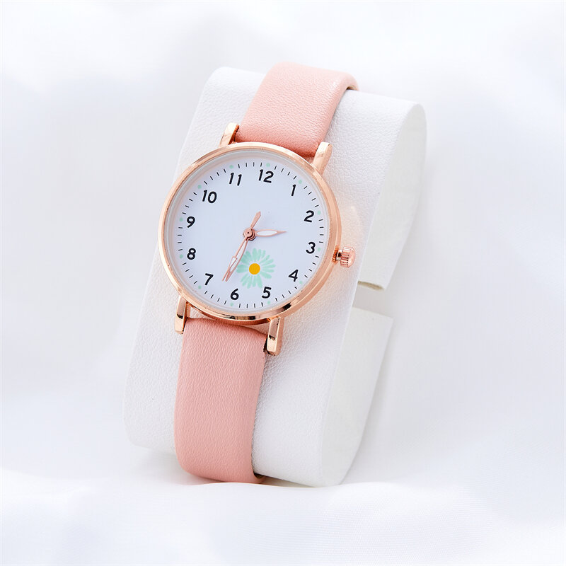 Reloj digital de nicho simple para mujer, reloj de moda de cuarzo con cinturón de Margarita pequeña
