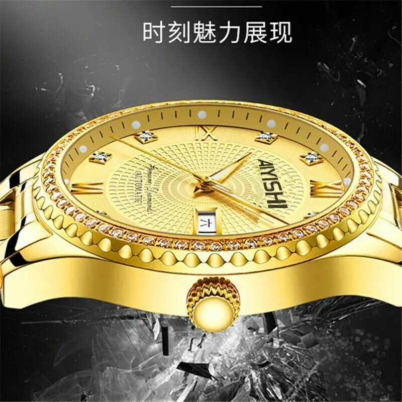 Reloj de negocios para hombre, pulsera de cuarzo de aleación de acero inoxidable, con calendario informal, de lujo, novedad