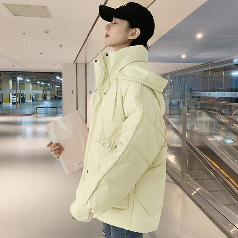 Abrigo grueso y cálido de algodón para mujer, chaqueta holgada coreana, Top con capucha, novedad de otoño e invierno, 2024