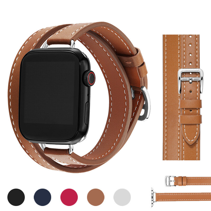 Кожаный ремешок для Apple Watch Band 49 мм 41 мм 45 мм 40 мм 44 мм, сменный Браслет для IWatch Series 9 8 7 6 SE 5 4 Ultra 2