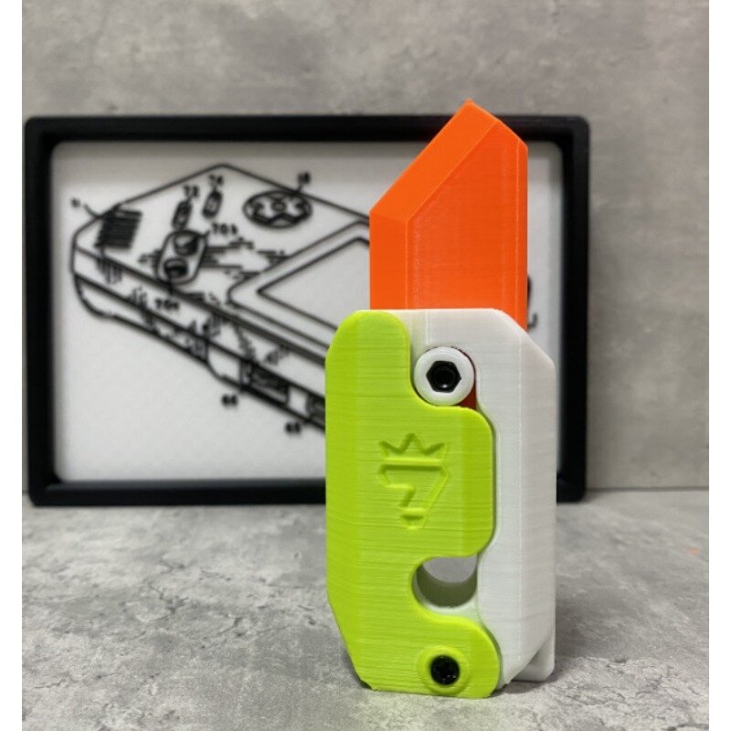 3D Printing Gravity Knife Cub Jumping Small Radish Knife Mini Model Pendant Push Card Decompression Toy Mini Butterfly Knife